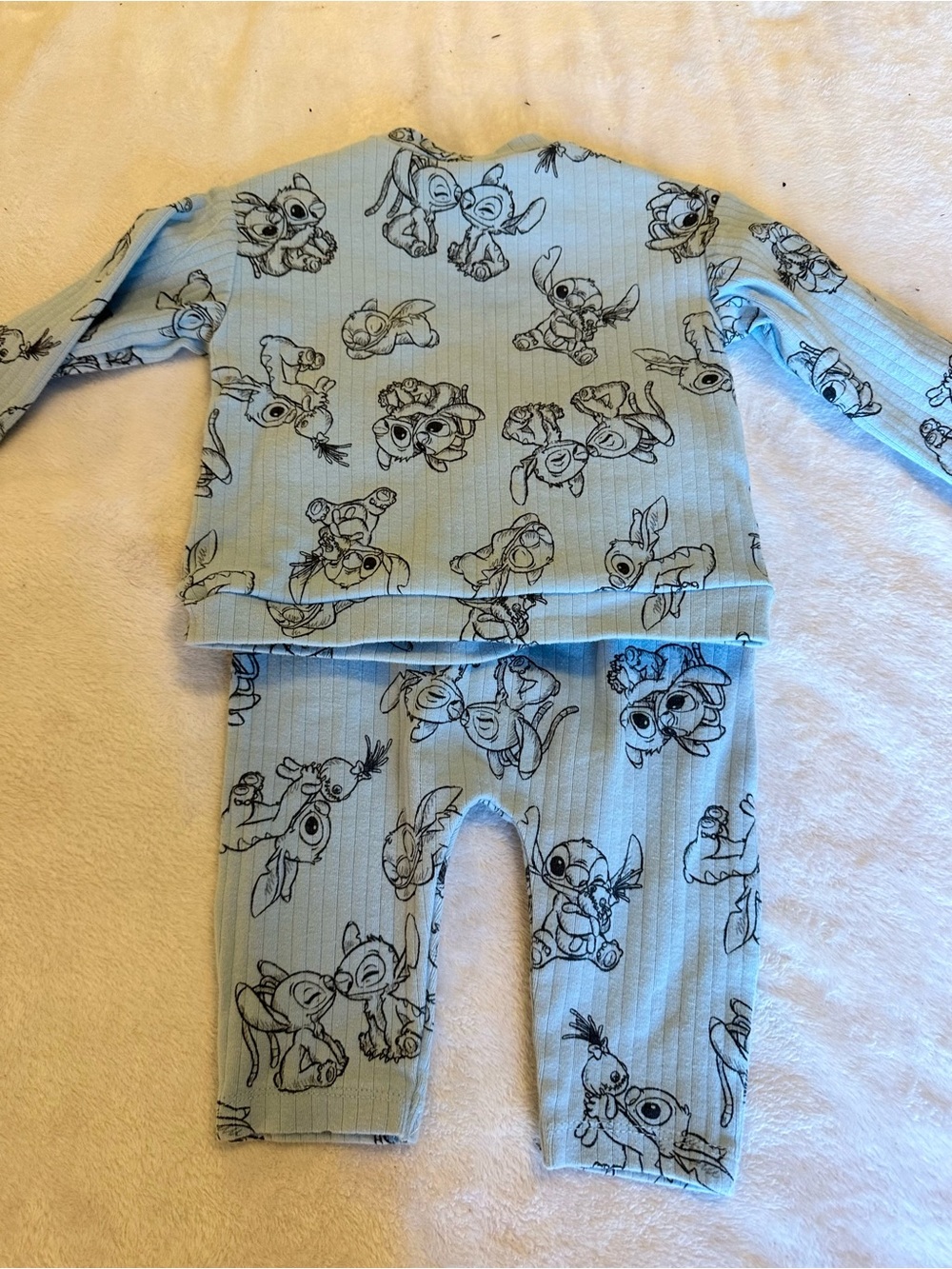 Disney Light Blue Stitch & Friends Ribbed Pajama Set